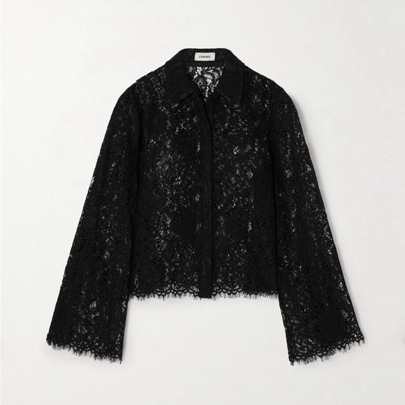 Like New/EUC L'Agence Carter Black Long Sleeve Lace Blouse - Size L - Picture 2 of 12